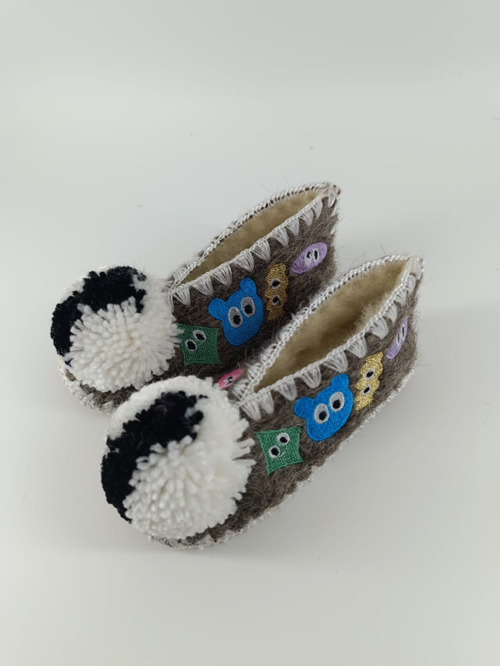 All Eyes On Feet | Kids Handmade Wool Slippers (Ages 2+) | Fun and Colourful Pom Pom