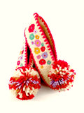 Pretty in Red - Women's Pompom and Wool Slippers