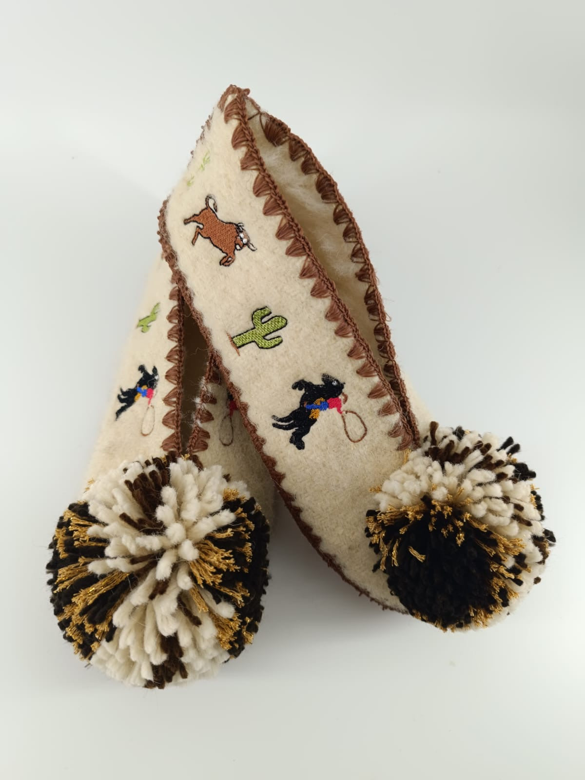 Prickly Pair - Unisex Pompom and Wool Slippers