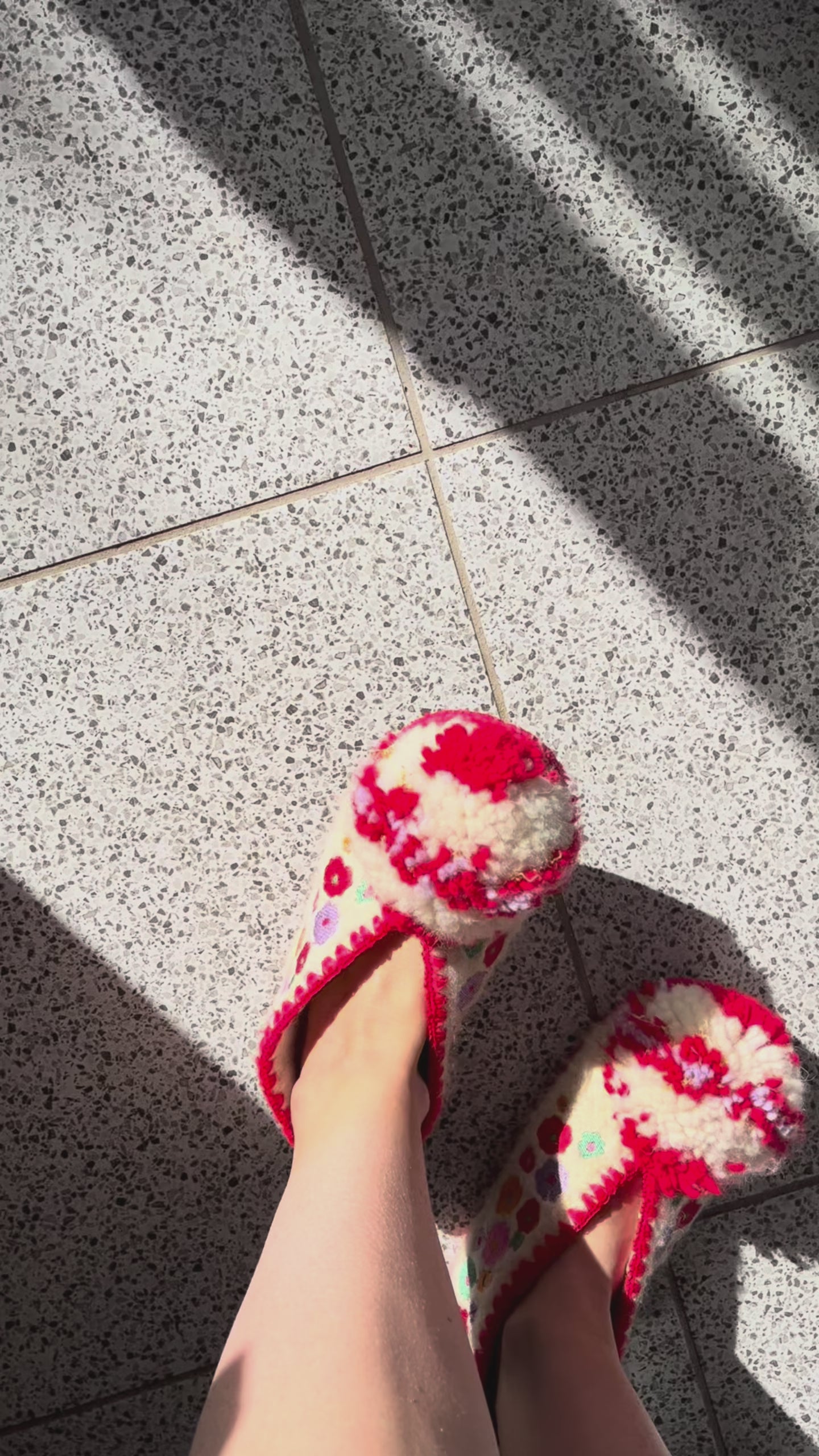 Video or Pretty In Red women's wool slippers